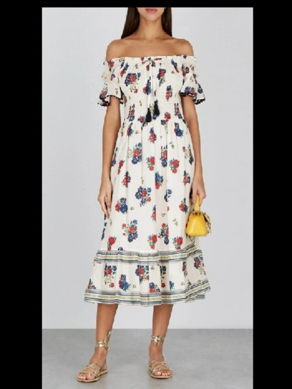 Tory Burch Meadow Folly Floral Cotton Voile Midi Dress Sz XL